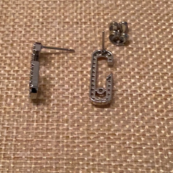 Silver Zirconium Pin Stud Earrings - Picture 2 of 4